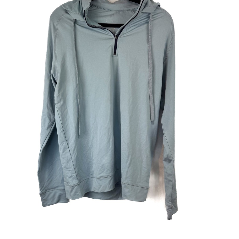 Swannies Golf Mens Medium 1/4 Zip Hoodie Light Blue Performance Pullover Stretch